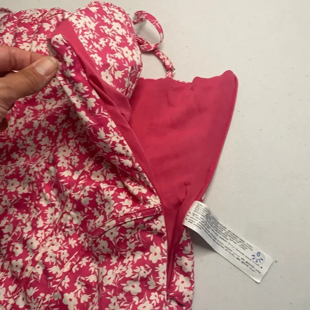 Zara Pink Flower One Piece Bodysuit Tank Top Corset Size XS Y2K Barbiecore